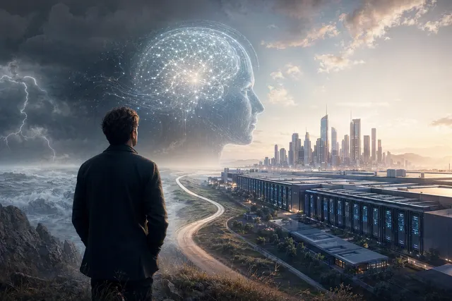 象徵 OpenAI 面對算力、資料中心與現金流壓力的 AI 風格插圖