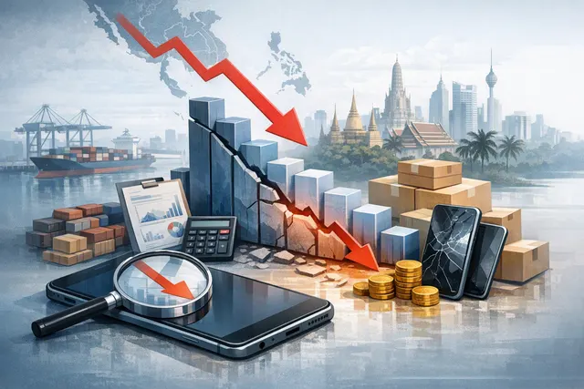 Editorial illustration of Southeast Asia’s smartphone market shifting from low-cost phones toward higher-priced devices