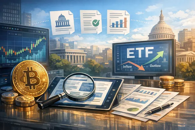 Cryptocurrency ETF market dashboard showing price charts and flow data for Bitcoin and Ethereum