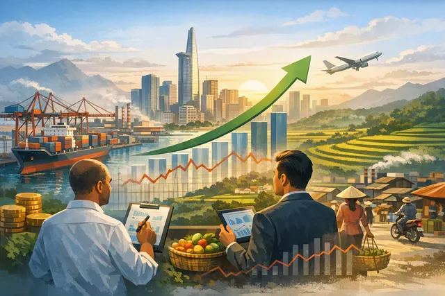 AI-generated illustration of Vietnam’s electronics export and manufacturing economy
