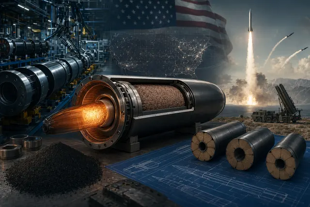 Concept illustration of a defense drone and rocket propulsion systems representing Mach Industries’ acquisition of Exquadrum