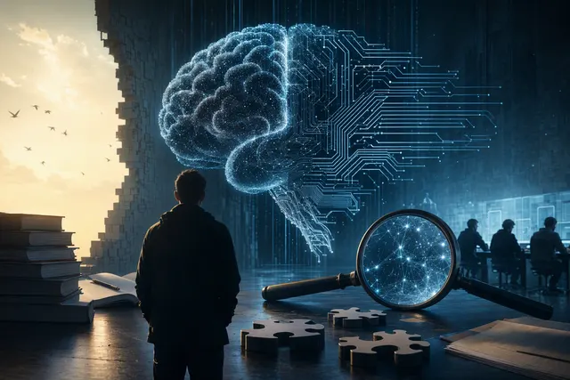 Illustration representing advanced AI cybersecurity and the challenge of safely monitoring autonomous systems