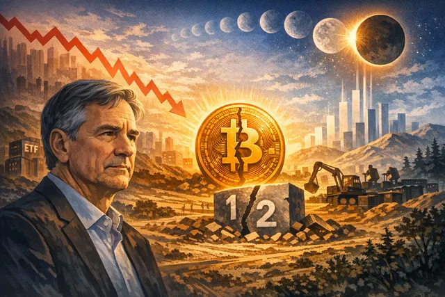 Visual metaphor for Bitcoin's 2026 correction year showing a transitional market cycle