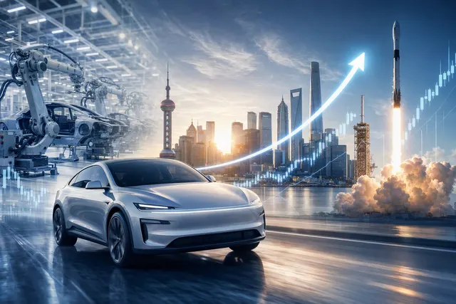 Illustrative editorial image for Tesla’s stock move and its planned Terafab chip project