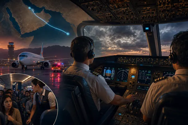 What happened aboard Flydubai flight FZ 1073 from Dubai to Tel Aviv, how did the captain, passengers, and crew respond and bring the plane s