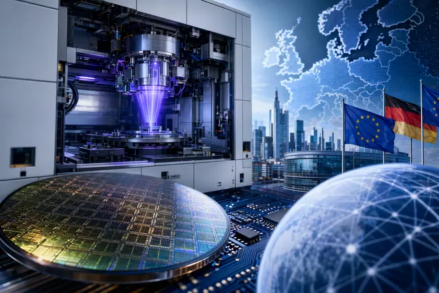 Illustration of advanced semiconductor manufacturing and EUV lithography technology used by ASML