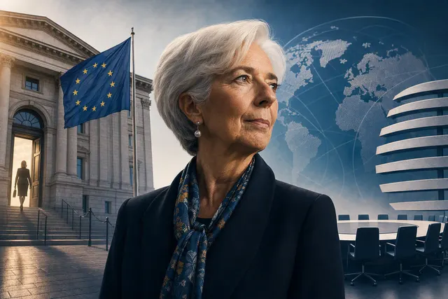 Editorial illustration about uncertainty over Christine Lagarde’s future at the European Central Bank