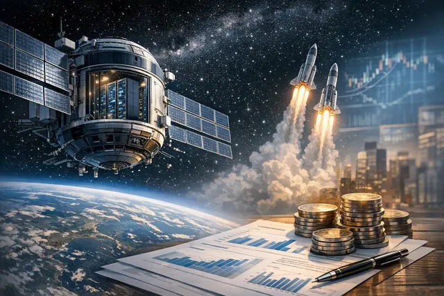 Illustration of orbital data centers supporting AI computing around Earth