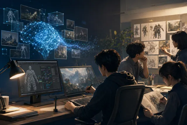 Concept image representing generative AI tools used in video game development