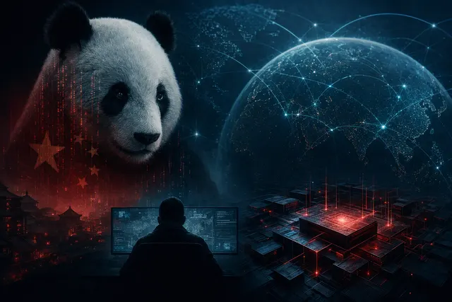 Conceptual illustration of AI agents coordinating a cyber-espionage operation under human direction