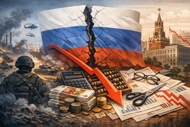 How have Russia’s escalating war costs pushed the federal budget into a severe cash and deficit crisis in 2026, prompting a 35% cut to most