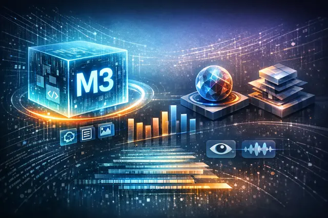 MiniMax M3 model launch illustration showing AI architecture concepts
