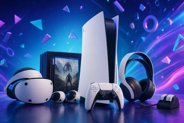 PlayStation Days of Play 2026 sale illustration with PS5 accessories and discount theme