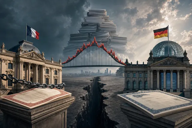 Illustration of French and German government bond markets and a widening yield spread