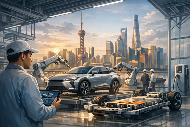 Illustration of a Lexus electric SUV and Toyota’s planned Shanghai EV factory