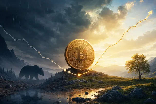 Editorial illustration for an analysis of Bitcoin long-term-holder profitability and the MVRV indicator.