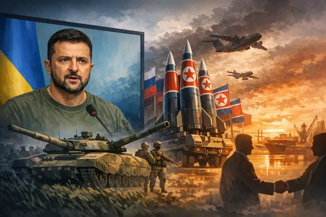 Ukrainian President Volodymyr Zelensky delivering a televised address warning of additional North Korean troop deployments to Russia