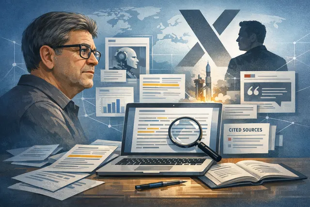 An editorial illustration of Yann LeCun, the 'Godfather of AI,' with a critical expression, representing his blunt assessment of Elon Musk's xAI and warnings about the AI industry