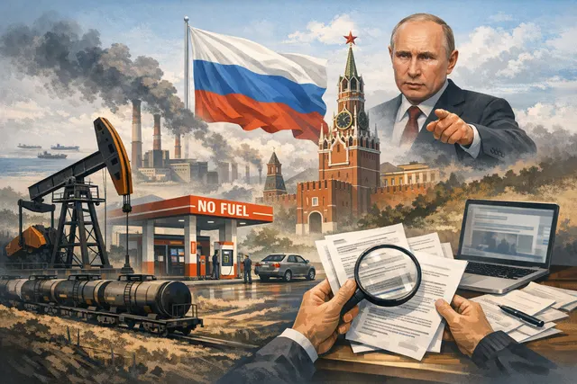 Digital illustration of an oil refinery in flames at night, representing Ukraine's record-breaking drone strike on Russia's Omsk refinery in July 2026
