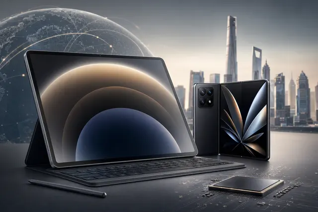 Xiaomi Pad 9 Pro Max tablet shown in an editorial product illustration