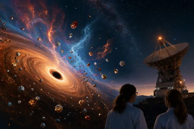 AI-generated editorial illustration of gas near the Milky Way’s central black hole