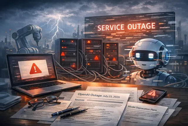 OpenAI status page showing an incident investigation for elevated error rates on July 23, 2026