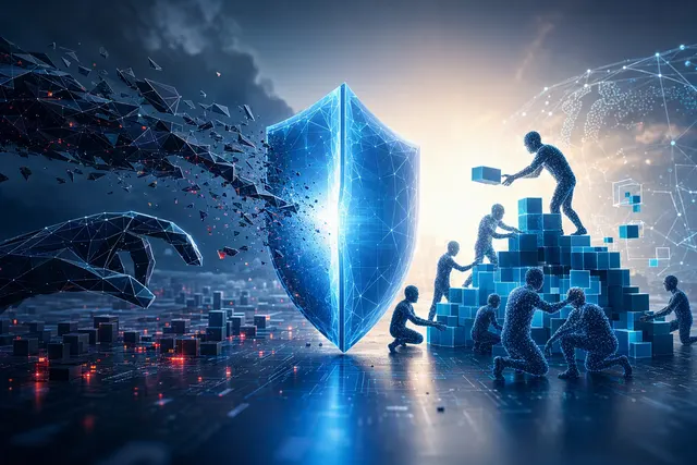 Illustration representing AI-assisted cybersecurity and digital payment protection