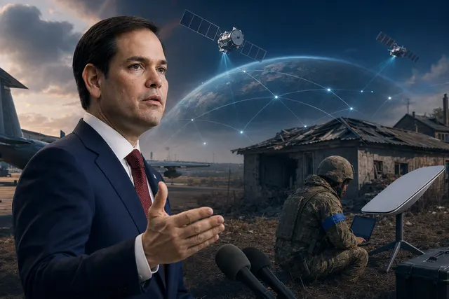 What did U.S. Secretary of State Marco Rubio say at Joint Base Andrews on Oct. 17 about the distinction between SpaceX’s commercial Starlink