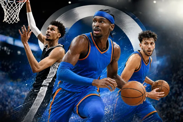 Oklahoma City Thunder vs San Antonio Spurs NBA playoff matchup illustration