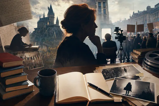Illustrative artwork for a BBC documentary about J.K. Rowling and the cultural legacy of Harry Potter