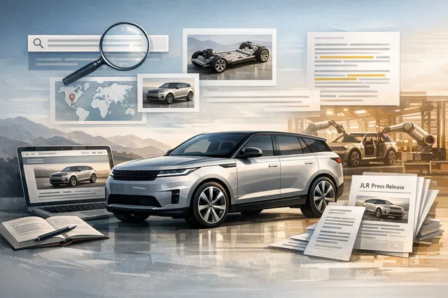 Concept rendering of the all-electric Range Rover GT grand tourer in a futuristic setting