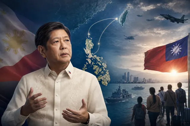 Illustration representing the Philippines, Taiwan, and regional tensions in the Taiwan Strait