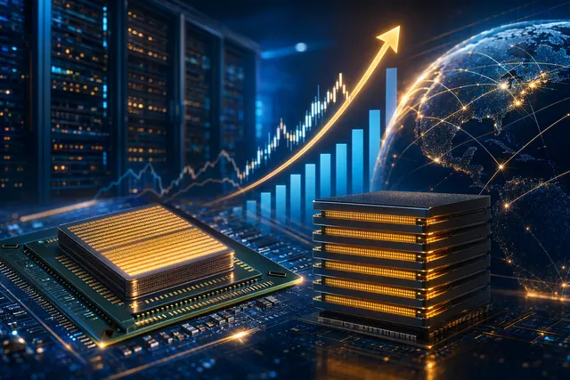 Illustration representing SK Hynix’s AI memory chips and the company’s rise toward a trillion‑dollar valuation