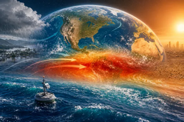 Illustration of warming Pacific Ocean conditions associated with a developing El Niño