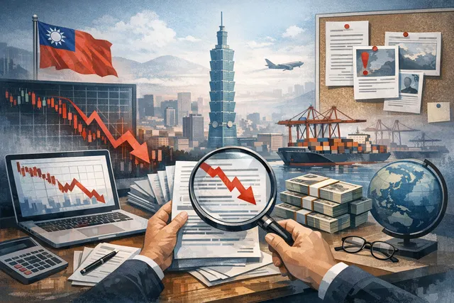 Stock market chart with downward red arrows and chip semiconductor graphics representing the 2026 Asian tech stock crash and margin call crisis