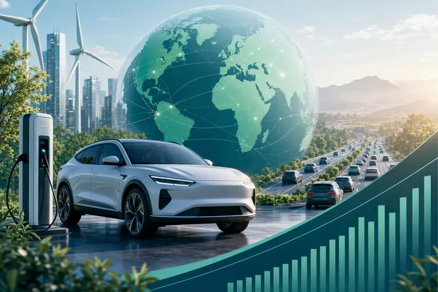Electric vehicles representing the diverging global EV market in August 2026