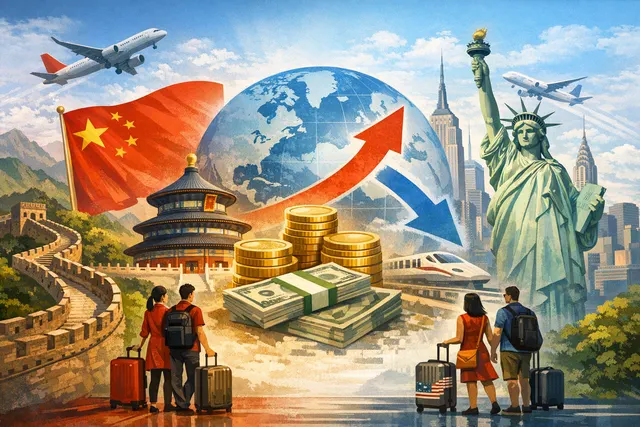 China tourism growth and United States tourism decline comparison based on WTTC data