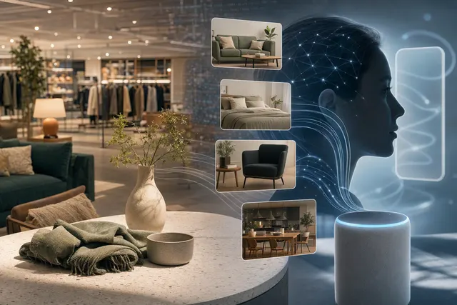 Illustration of AI-powered shopping and digital retail discovery