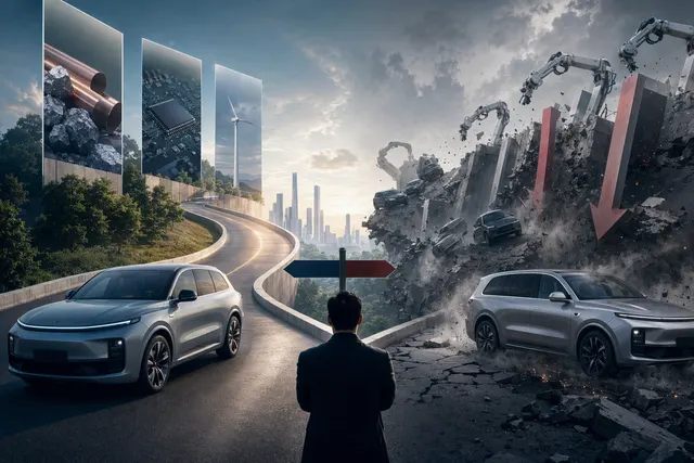 Illustration of competing Chinese electric SUVs representing Nio and Li Auto during an EV price war