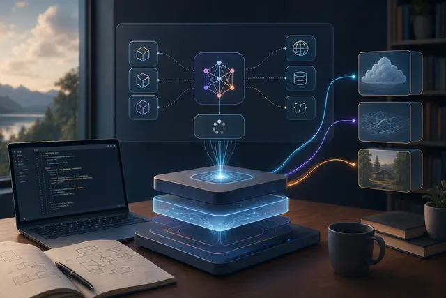 Illustration representing an AI agent moving from local development to cloud deployment