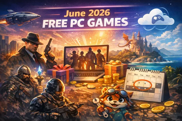 A collage of gaming visuals representing the Amazon Prime Gaming June 2026 free games lineup, including adventure, tactical, and mystery titles.