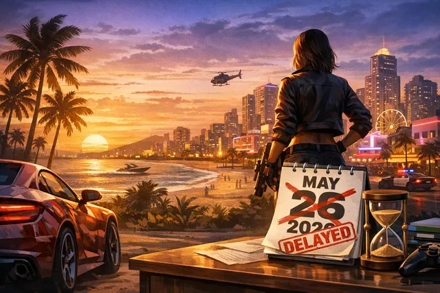 GTA 6 release date timeline showing May 26, 2026 crossed out and November 19, 2026 circled as the new launch date