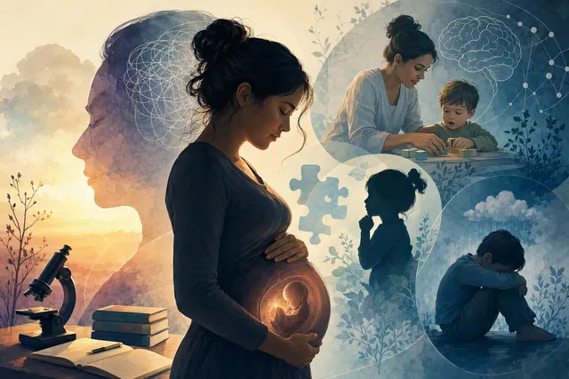 Editorial illustration accompanying an article about mental health and support during pregnancy