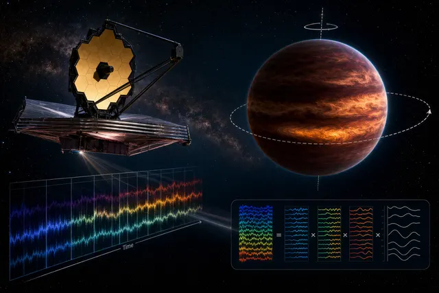 Illustration of JWST observing changing atmospheric patterns on the brown dwarf SIMP 0136