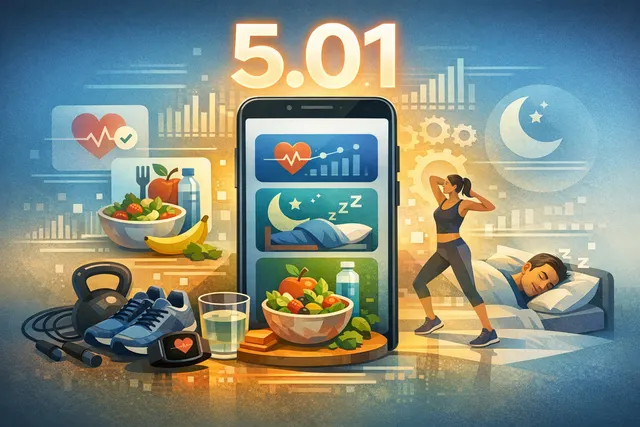 Google Health 5.01 app interface showing updated nutrition, fitness, and sleep tracking features on a smartphone screen.