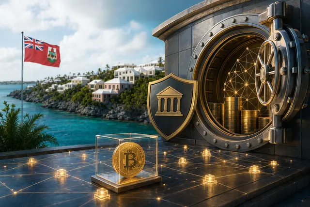 Illustration of regulated blockchain vault infrastructure for tokenized real‑world assets