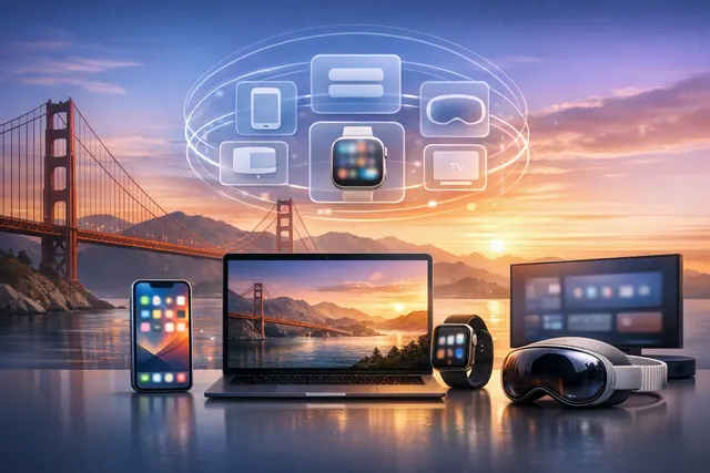 Illustration representing Apple’s iOS 27 and macOS Golden Gate beta releases