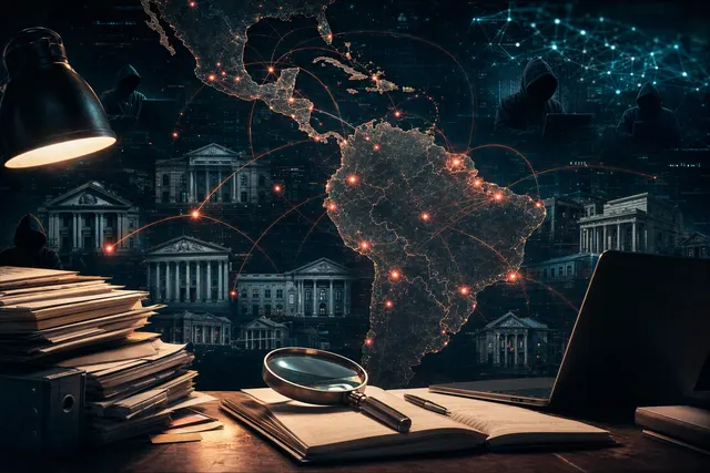 Illustration representing AI agents and cybersecurity threats to financial institutions