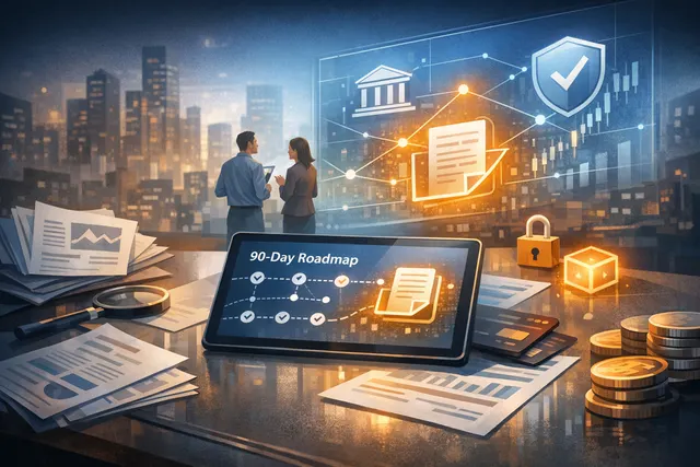 Illustration of a timeline roadmap showing four phases of wallet development, from basic onboarding to AI agent payments