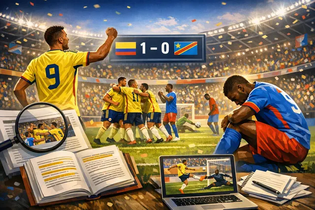 An AI-generated visual representing the Colombia vs. DR Congo match at the 2026 FIFA World Cup.